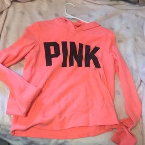 Neon orange/ pink vs pink hooded sweatshirt